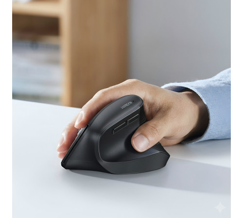 Мышь | UGREEN M571P Vertical Ergonomic | цвет: чёрный | 2.4 ГГц + Bluetooth | вертикальная, бесшумная
